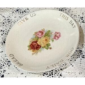 D & W Millard Pottery Lord’s Prayer Plate 9.25" Gold Script Hand Painted Vintage